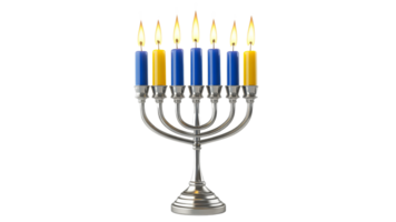 Menorah with vibrant candles lit for celebration png