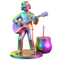 stunning abstract Holographic Concert Performance Musician Playing Isolated high resolution png