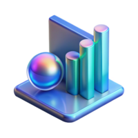 serene rustic Holographic Data Visualization Chart Blue Gradient Isolated authentic png