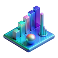 elegant rustic Holographic Data Visualization Chart Blue Gradient Isolated original png