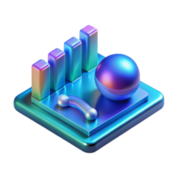 serene rustic Holographic Data Visualization Chart Blue Gradient Isolated png