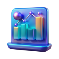 serene vintage Holographic Data Visualization Chart Blue Gradient Isolated premium png