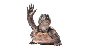 Turtle raising a flipper in a bright setting png