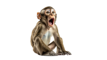 Monkey yawning with an expressive face and posture png