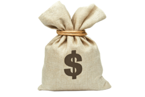 Burlap sack symbolizes wealth in a simple design png