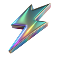 extraordinary abstract Holographic Lightning Bolt Isolated with Jagged Shape professional png