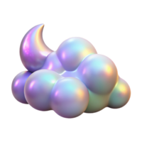 serene modern Holographic Moonlit Clouds Isolated with Soft Glow png