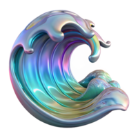 vibrant classic Holographic Ocean Waves Cutout with Crashing Motion premium png
