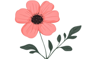 Beautiful pink flower with green leaves on display png