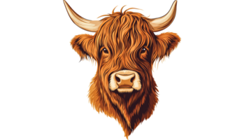 Distinctive Highland cattle head and fur png