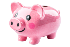 Decorative pink piggy bank for saving coins png
