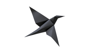 Elegant origami creation of a black bird in flight png