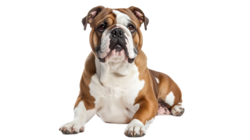 Bulldog relaxing on a white background in studio png