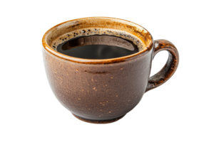 Freshly brewed coffee in a rustic mug png