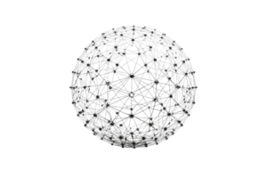Network of interconnected nodes forming a sphere transparent background png