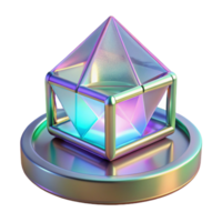 magnificent minimalist Holographic Support System Transparent Background Glowing Edges high resolution png