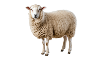 Sheep standing calmly in a bright setting isolated cut out transparent background png
