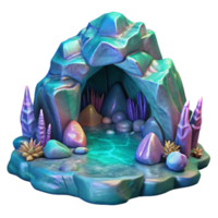 beautiful minimalist Holographic Underwater Cave Isolated with Rock Formation high resolution png