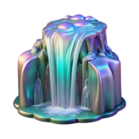 beautiful abstract Holographic Waterfall Cascade Isolated with Splashing Water premium png