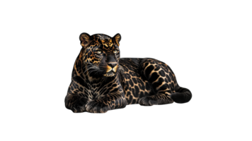 Graceful leopard resting on plain backdrop png