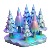 serene artistic Holographic Winter Forest Isolated with Snow-covered Trees png