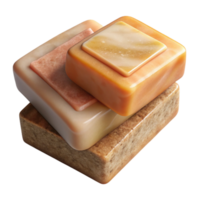 serene creative Homemade Soap Bars Top View Transparent Background with Rustic Style genuine png