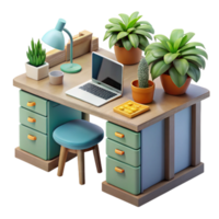 stunning rustic Home Office Desk with Window View Isolated original png