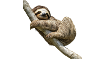 Sloth relaxing on a branch in the rainforest png