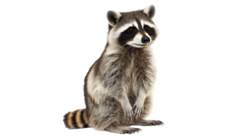 Alert raccoon sitting calmly in daylight png