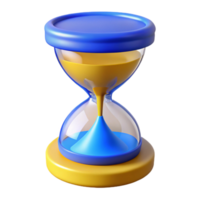 wonderful minimalist Hourglass with Blue Sand on Yellow Background Transparent Background authentic png