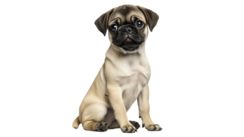 Pug puppy sitting calmly in a studio setting png