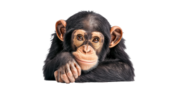 Chimpanzee relaxing with a thoughtful expression png