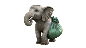 Elephant carrying a bag in a playful manner png