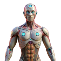 serene rustic Human Body with Nanotech Network Cutout Element detailed png