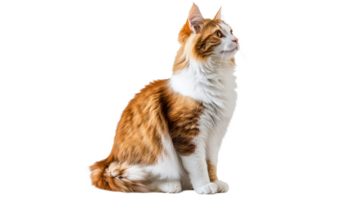 Graceful cat with fluffy coat and bright eyes png