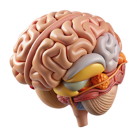 elegant rustic Human Brain Structure Diagram Cutout with Labeled Parts detailed png