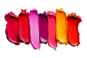 Colorful array of lip colors arranged in a line png