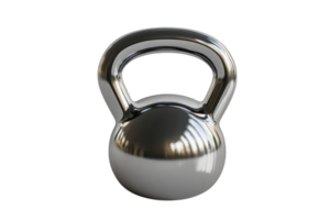 Shiny kettlebell resting on a flat surface png