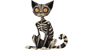 Cat with striking design in a minimalist style png