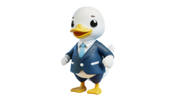 Cartoon duck in a blue suit standing confidently png
