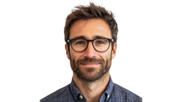 Smiling man in glasses on plain background png