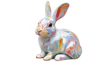 Swirly patterned colorful rabbit art png