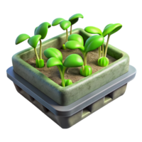 dramatic modern Hydroponic Tray Isolated with Green Sprouts genuine png