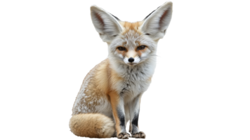 Fox with large ears sitting on a white background png
