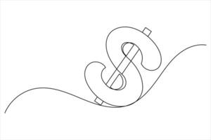 Dollar icon one line drawing vector