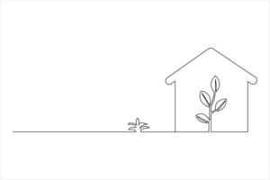 Home one line drawing of isolated vector
