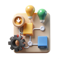 serene vintage Idea Generation Strategy Cutout with Flowchart and Icons premium png