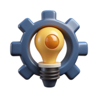 extraordinary abstract Idea Generation Symbol Isolated with Light Bulb and Gears high resolution png