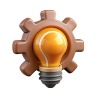 beautiful creative Idea Generation Symbol Isolated with Light Bulb and Gears authentic png