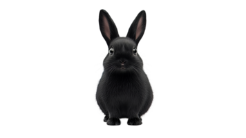 Black rabbit sitting on a white background png